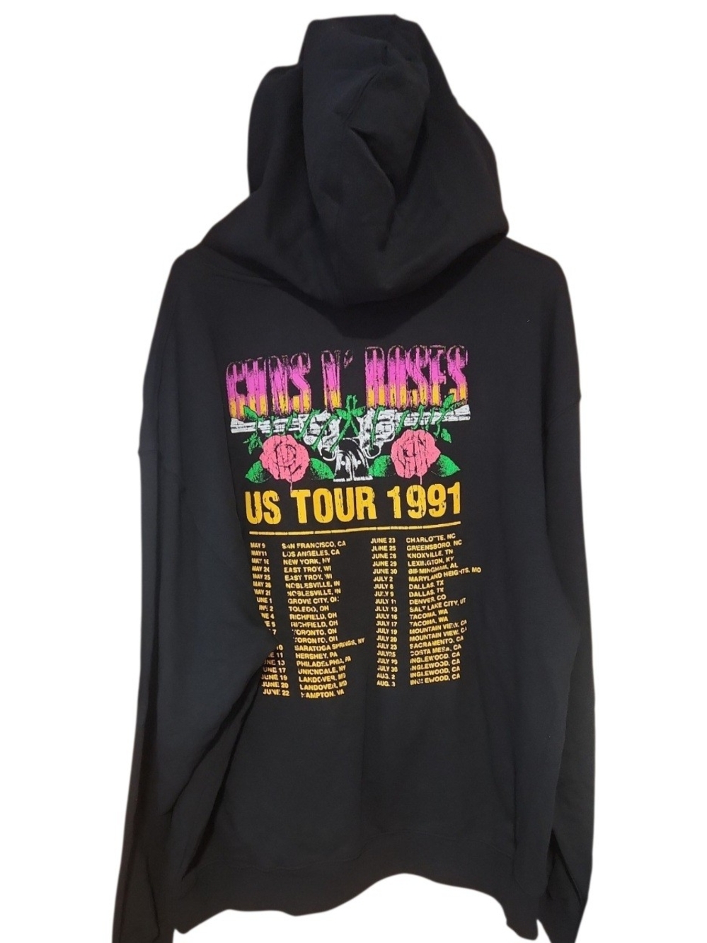 Black Graphic Guns N Roses Crewneck Hoodie Sweater - US Tour 1991